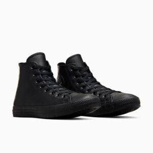 SOLD All black leather high rise all star chuck Taylor converse
